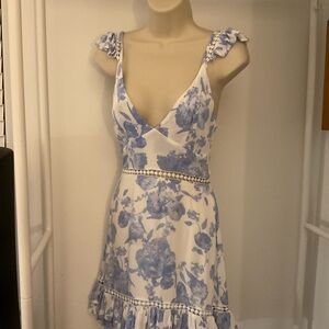 Floral Blue and White Dress